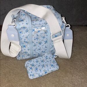 Madden Girl Blue Floral Crossbody Bag with White Strap